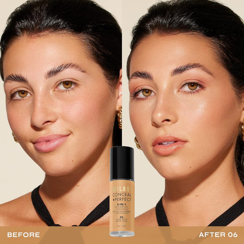 Milani Conceal + Perfect 2-in-1 Foundation + Concealer for Flawless Complexion, Waterproof - Sand Beige