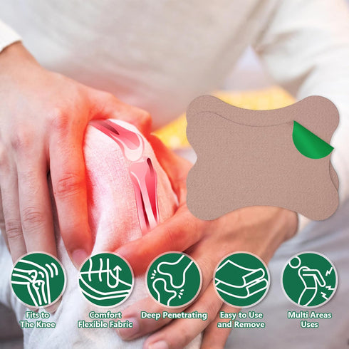 Knee Joint Relief Patches: 30 Count Natural Herbal Kit for Heat Bone-on-Bone Support - Wormwood Back Neck Shoulder Feet Plaster - Soothing Muscle and Bone Hot Relief Patch