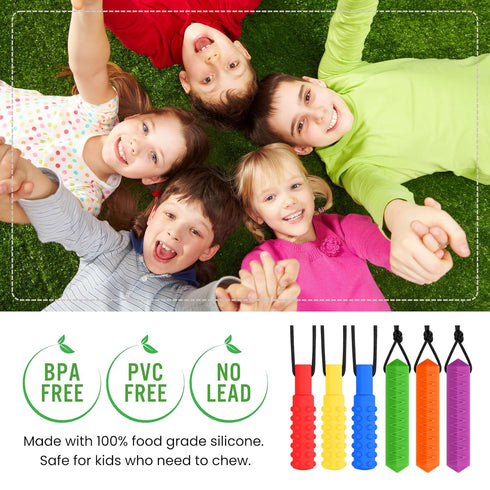 Sensory Chew Necklaces for Autistic Chewers, Food Grade Silicone Made Oral Motor Chew Toys & Hand Fidgets for Autism