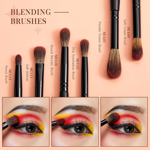 Jessup Eye Brushes Set, Vegan Makeup Brushes with 16pcs Premium Synthetic Brushes for Concealer, Powder, Eyeshadow