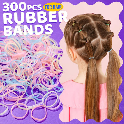 YGDZ Hair Accessories Set: 300 Elastic Rubber Bands, 150 Small Hair Ties, 100 Bands for Thin Hair, 20 Baby Hair Bows