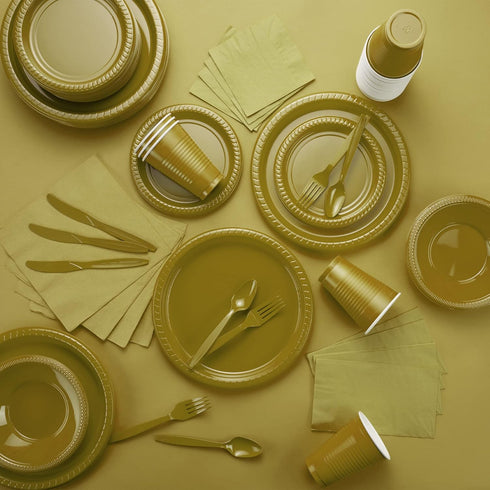 Amcrate 100 Pack Gold Beverage Napkins, 2 Ply, Ideal for Wedding, Party, Birthday, Dinner, Lunch, Cocktails (5” x 5”)
