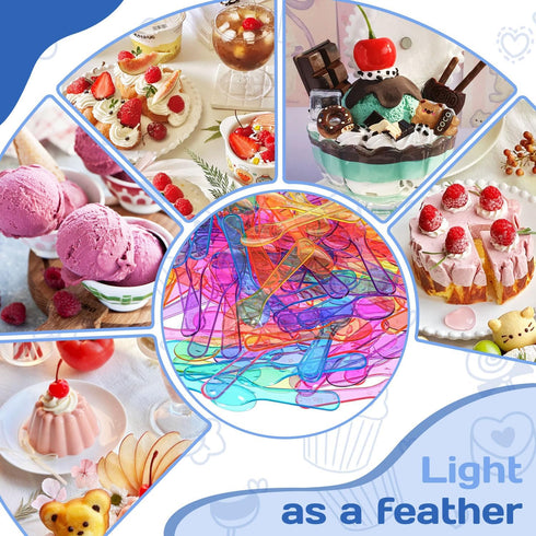 OLLBIT 100PCS (100Pcs) Mini SpoonsDessert SpoonsPlastic Disposable CutlerySmall Plastic Spoons for Ice Cream, Cake