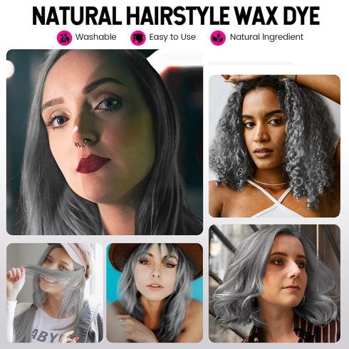 Silver Grey Hair Wax Pomades 4.23 oz - Natural Hair Coloring Wax Material for Disposable Hair Styling Clays Ash,