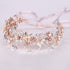 Oriamour Bridal Headpiece Wedding Headband with Flower Design, Genuine Freshwater Pearls & Ribbons (Rose Gold)