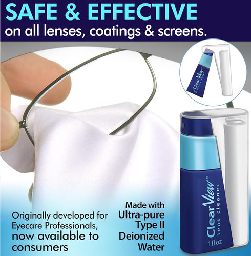 Set Portable Lens Cleaner Kit Eyeglass Lens Cleaner Spray Kit with Refillable Spray + Microfiber Cloth, Compact Eye