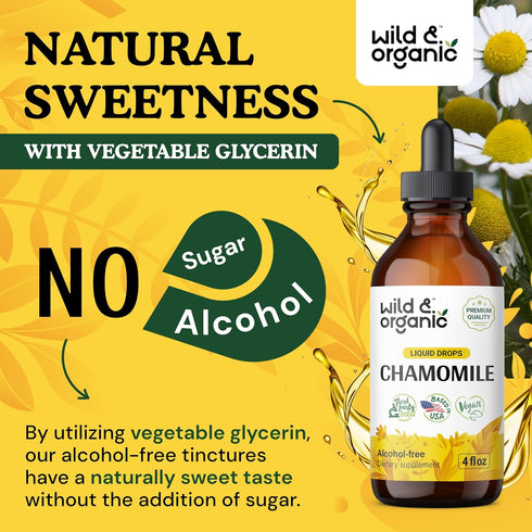 Chamomile Flower Supplement - Organic Chamomile Liquid Extract - Vegan, Alcohol Free Drops - 4 fl oz
