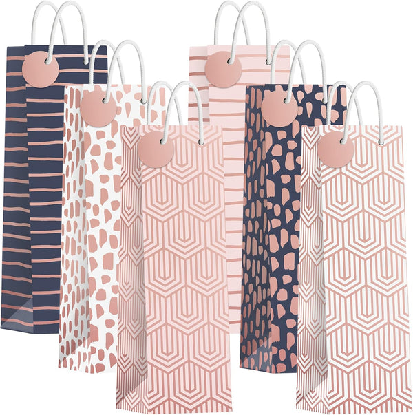 Rose Gold Wine Gift Bags - Set of 6 - Assorted Rose