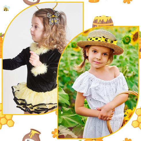 6 Rolls 20 Yards Bee Ribbon Dot Wired Edge Yellow Black Dots for DIY Gift Wrapping, Party Decor, Hair Bow