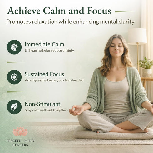 Peaceful Mind Centers clarity-60-count Stress Relief Formula - Natural Ashwagandha Capsules GMO Free - unflavoured