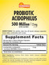 Probiotic Acidphilus 2mg | 60 Quick Release Capsules | 500 Million Active Cultures | Non-GMO, Gluten Free Supplement | by Sundance