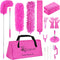15PCS Microfiber Feather Duster Set with 100-inch Extension Pole, Bendable & Washable Dusters for High Ceiling Cleaning