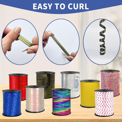 Black Gold Rimmed Balloon Curling Ribbons, 219 Yards, Ribbon for Balloons, Craft, Wedding, Florist Flower, DIY Decor (1