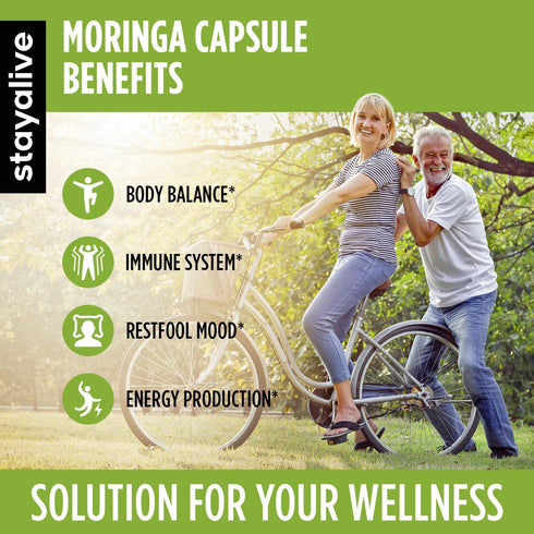 STAY ALIVE Pure Moringa Capsules, 20000mg Equivalent - 120 Vegan Moringa Pills for Immune & Digestive Support