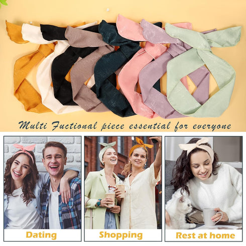 Wire Headbands for Women, Solid Color Wire Hair Wraps with 8PCS Twist Bow Headband Hair Accessories