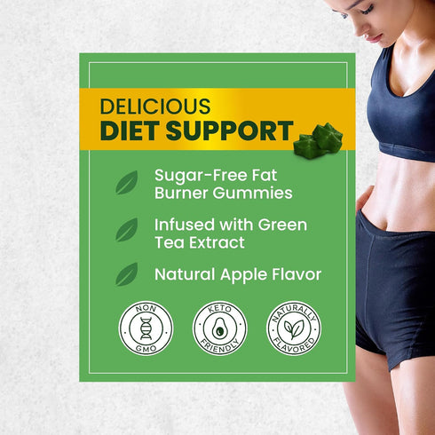 Green Tea Fat Burner Gummies for Weight Loss, Metabolism Boost & Appetite Suppressant with Green Coffee Bean Extract