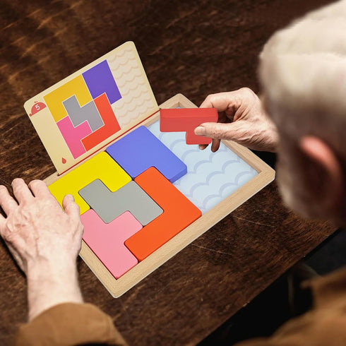 PHIELEY 8 Wooden Tiles Matching Dementia Activities for Seniors, Easy Memory Games for Alzheimers Patients, Cognitive