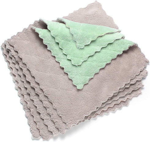 kimteny 10"x10", Pack 5 Cleaning Cloths Kitchen Towels Microfiber Washcloths Lint Free Dish Cloth Reusable Dishtowels