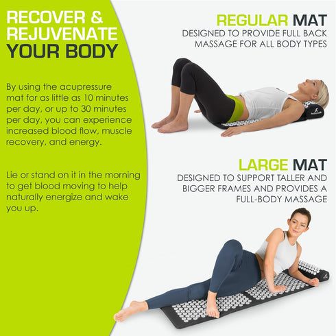 Set ProsourceFit Acupressure Mat and Pillow for Back/Neck Pain Relief and Muscle Relaxation
