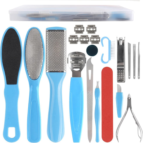 Professional Pedicure Tools Kit | 20 in 1 Stainless Steel Foot Supplies Set | Callus Dead Skin Remover for Home or Salon