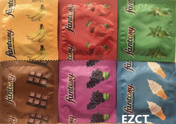USA Fantasy Flavored Condoms Pack 12 Condoms : variety of flavors such as