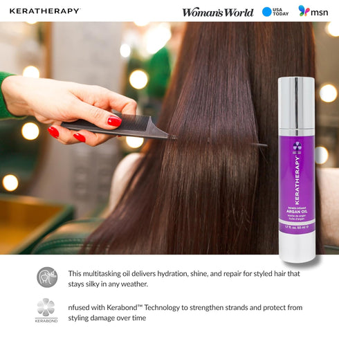 KERATHERAPY Keratin Infused Argan Oil, 1.7 fl. oz., 50 ml - Hair Care for Dry Damaged Hair, Frizz & Flyaways
