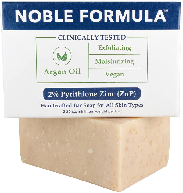Noble Formula Zinc Bar Soap, 2% Pyrithione Zinc (ZnP), Olive Oil and Argan Oil, 3.25 oz, for All Skin Types