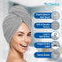 KEEPOZ Hair Towel Wrap, Quick Dry 100% Cotton Super Absorbent Turban Head Wrap for Women, Grey, 1 Pc