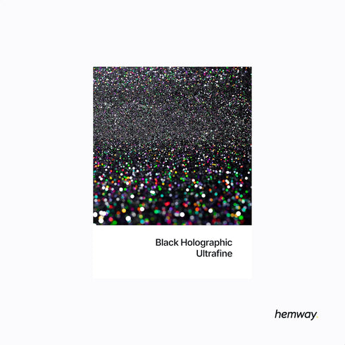 Hemway Premium Ultra Sparkle Glitter, Multi Purpose Metallic Flake for Arts Crafts, Black Holographic - 100g / 3.5oz