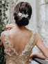 SWEETV 3Pcs Bridal Hair Pins, White Flower Hair Pieces Wedding Side Combs Accessories for Bridesmaids