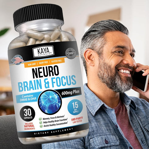 Kaya Naturals - Neuro Brain for Memory & Focus - 30 Count Nootropic Energy Capsule, Cognitive Function Support