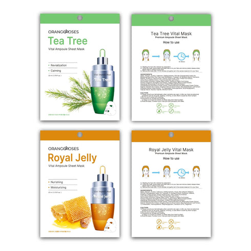 10 Pcs Combo Vital Ampoule Sheet Mask, Korean Facial Skincare Sheet for Moisturization, Wrinkle Care, Brightening