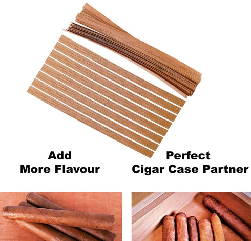 ROJOSER 100PACK Cedar Lighter for Cigars, Spanish Cedar Wood Veneer Lumber Strip Chip for Cigar Lighting & Smoking