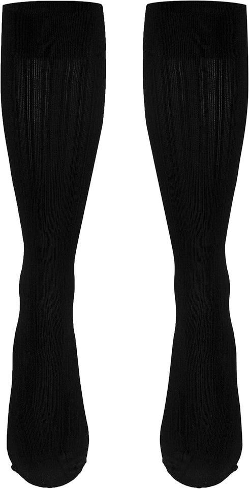 Truform Compression Socks, 15-20 mmHg, Women's Dress Socks, Knee High, Black Rib Knit, X-Large