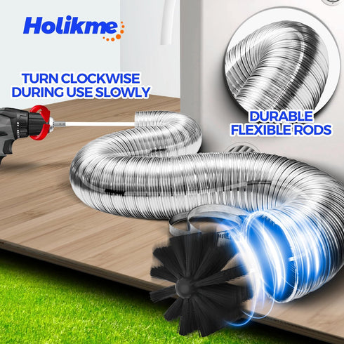 Holikme 16 Feet Dryer Vent Cleaning Brush Kit, Lint Remover, Fireplace Chimney Brushes, Extends Up to 16 Feet