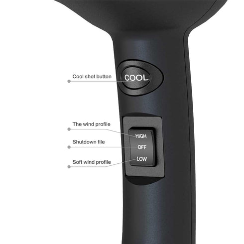 Professional Mini Travel Hair Dryer for Kids, 1000 Watts Ceramic Ionic Blow Dryer, Black