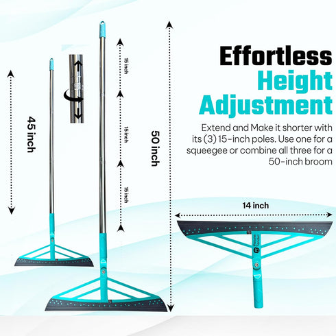 Magic Broom Squeegee, Rotatable Extendable Pet Hair Remover for All-Surfaces with 50" Handle