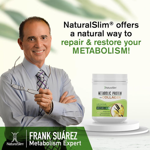 NaturalSlim Metabolic Protein Powder with Collagen Vanilla - Low Carb Meal Replacement Shake Mix - 17.6 oz for Hair,