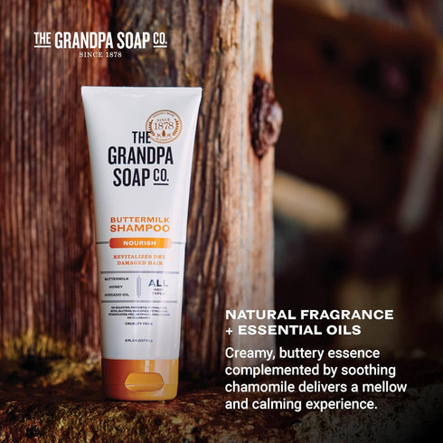 The Grandpa Soap Company Buttermilk Shampoo - Nourishing Formula with Honey & Avocado Oil, 8 Fl Oz