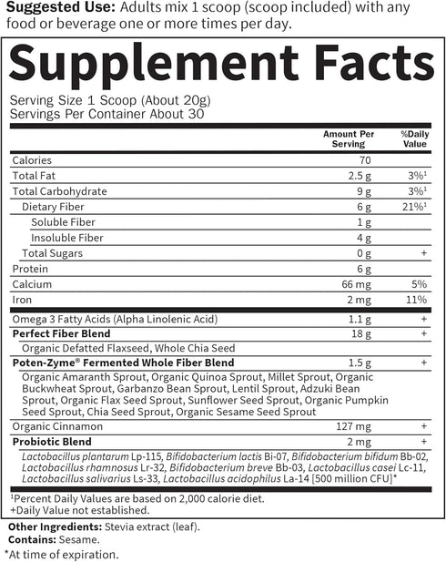 Garden of Life Super Seed, Vegetarian Whole Food Fiber Supplement, 1 Lb 5oz (600g) Powder