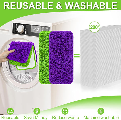 Aifacay Reusable Mop Pads, 6 Pack - Compatible with Swiffer Wet Jet Mop, Wet & Dry Use Replacement Pads