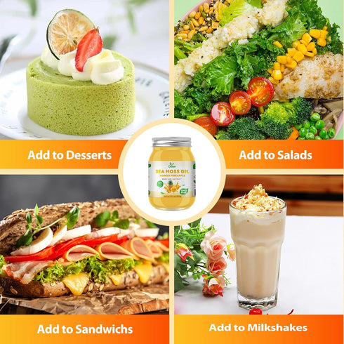 Sea Moss Gel - 18.5OZ Mango Pineapple Flavor Organic Raw Nutritious Sea Moss Gel Rich in 102 Vitamins and Minerals,