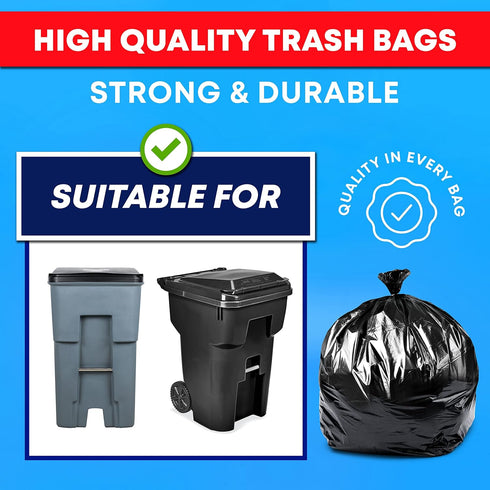Veska 95-96 (ValuePack 25 100 90 95 96 Gallon Trash Bags Heavy Duty, Bags w/Ties) Gallon Extra Large Trash Bags
