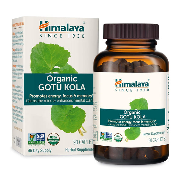 Himalaya Organic Gotu Kola Herbal Supplement - Energy, Focus, Memory, Cognitive Support, 90 Plant-Based Caplets