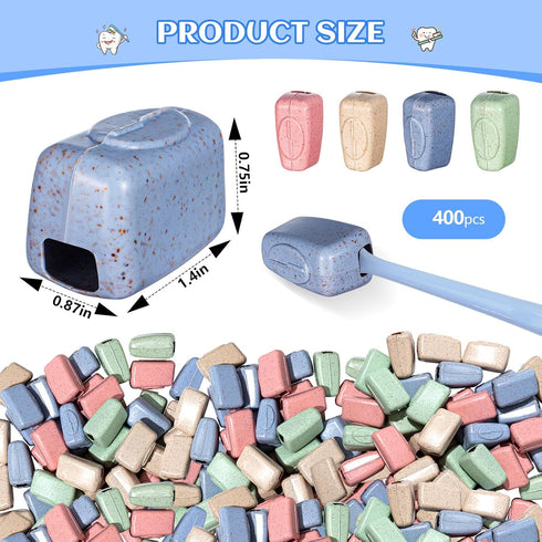 Willinglong 400 Pack Bathroom(4 Toothbrush Covers Portable Toothbrush Protector Coverings Clips Toothbrushes Caps