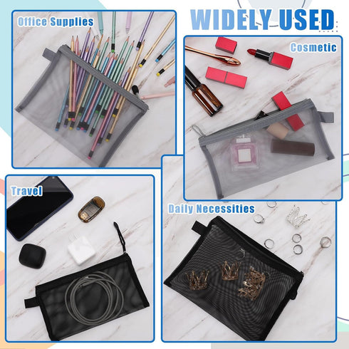 15 Pcs Mesh Zipper Pouch, Makeup Bags, Nylon Mesh Travel Bags, Zipper Pouches for Organizing Travel