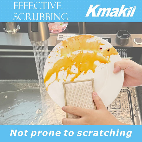 KMAKII Bamboo Kitchen Sponges, Super Absorbent Cleaning Sponges, Pack of 12