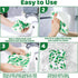 6 Pack Swedish Dishcloths for Kitchen - Green Leave Patterns, Reusable, No Odor, with Adhesive Clips