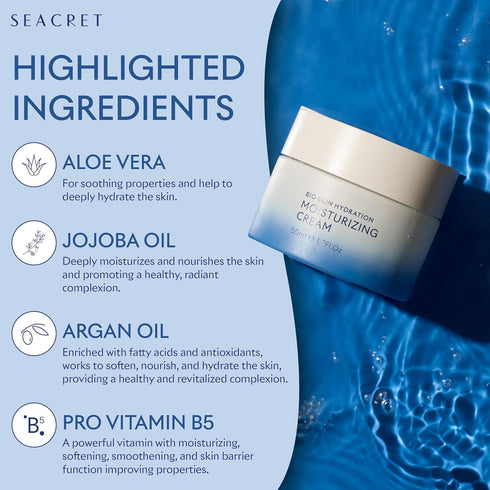 SEACRET Bio Skin Hydration Face Cream, Rich Moisturizer with Dead Sea Minerals, Maximum Nourishment & Hydration