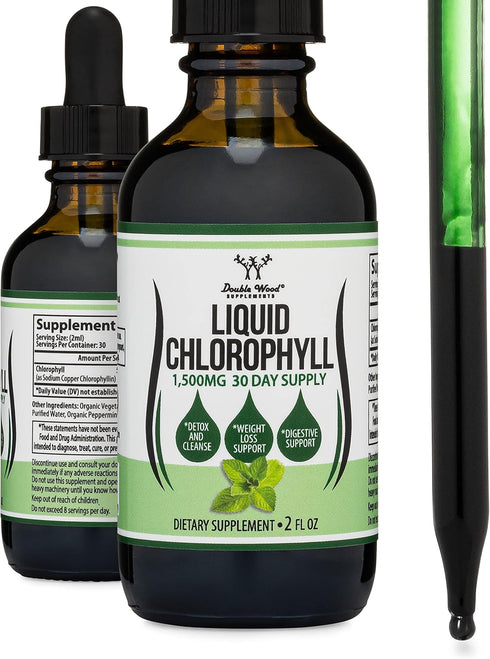 Chlorophyll Liquid Drops - Peppermint Flavored, Vegan Safe for Skin Health & Immune Function